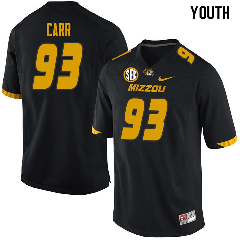 Youth #93 Andrew Carr Missouri Tigers College Football Jerseys Sale-Black
